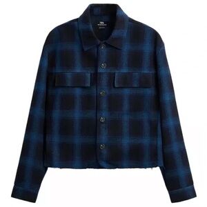 Zara Navy and Black Checkered Jacket